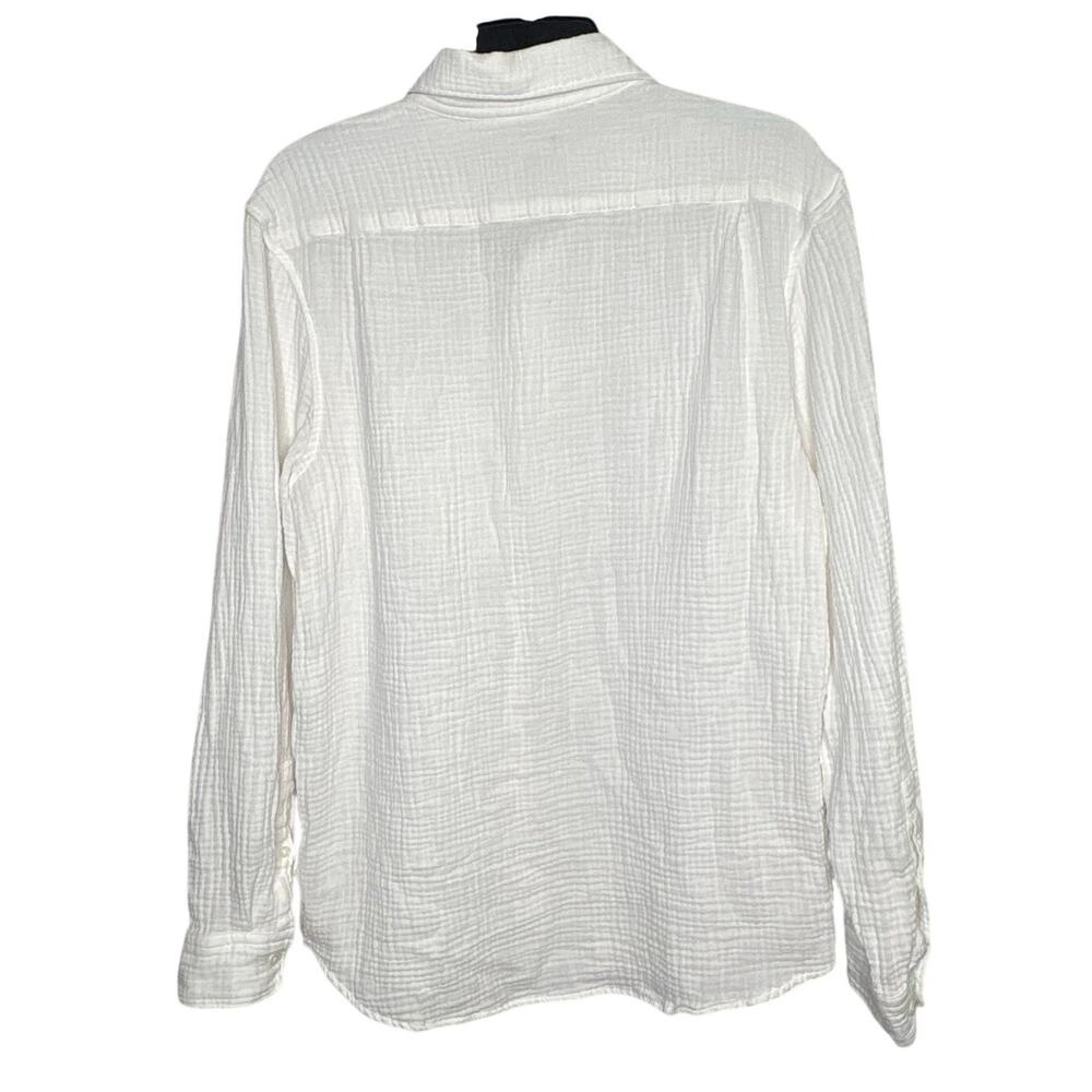 Express Boyfriend Cotton Gauze Beachy Coastal Long Sleeve Button Down Top Medium - Picture 2 of 9